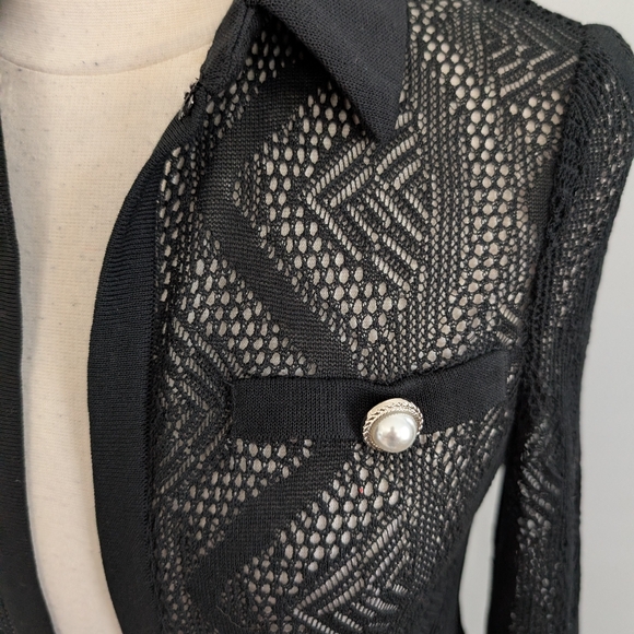 Women's Ming Wang Black Pearl Button Sweater Cardigan Lace XS - Picture 5 of 5